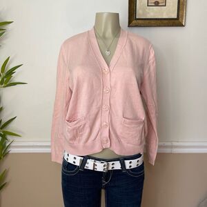 Appleseed’s Women's Y2K Vintage Pink Boxy Button Down Cardigan Sweater